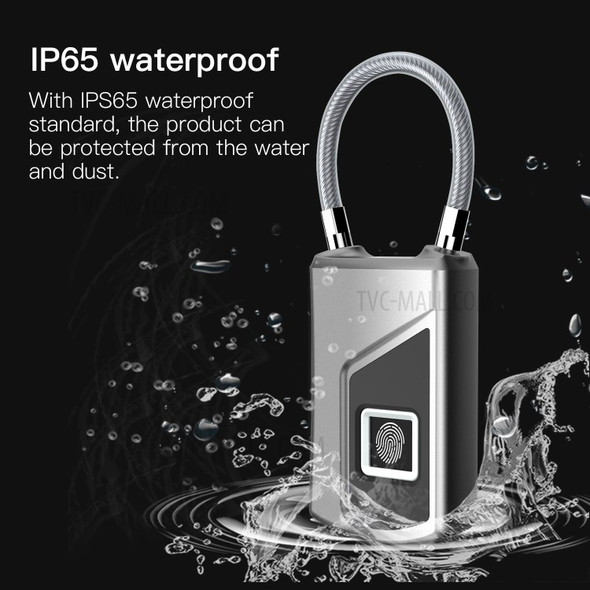 L1 USB Rechargeable Smart Keyless Fingerprint Lock IP65 Waterproof Anti-Theft Security Padlock