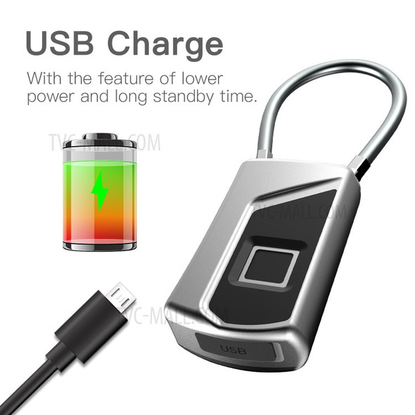 L1 USB Rechargeable Smart Keyless Fingerprint Lock IP65 Waterproof Anti-Theft Security Padlock