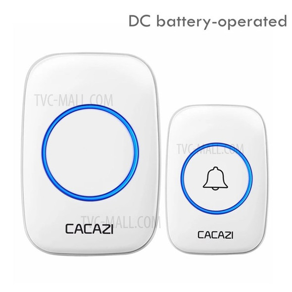 CACAZI 300m Range Wireless Doorbell Waterproof Cordless Door 36 Chimes Door Bell Kit - White/Transmitter + Receiver