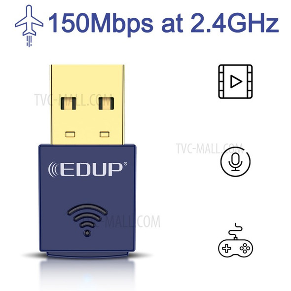 EDUP EP-N8568 150m WiFi Dongle 2.4GHz Bluetooth 4.0 Wireless Network Card Mini USB LAN Adapter - Dark Blue