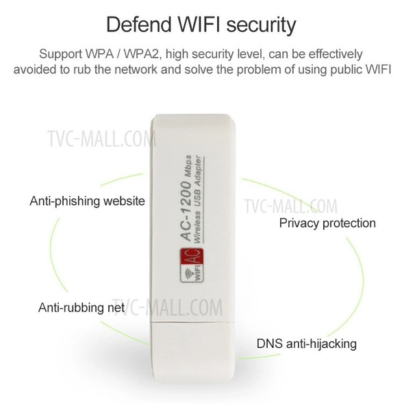 AC1200M 1200Mbps 2.4G / 5G USB 3.0 WiFi Adapter Dongle