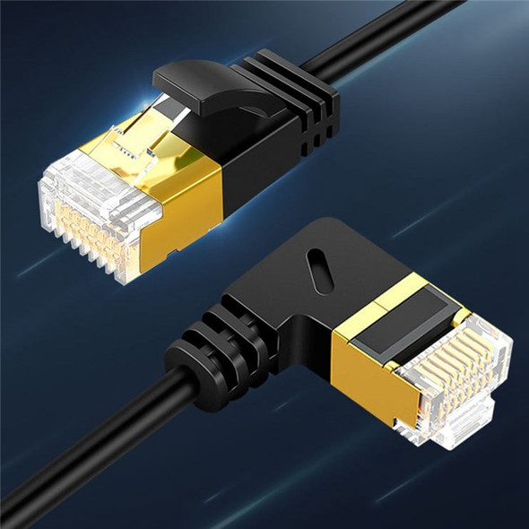 CABLECREATION CL0257 3m High Speed Cat7 Ethernet Cable 90 Degree Gigabit RJ45 LAN Cable 10Gbps Shielded Internet Network Patch Cord - Down Angle