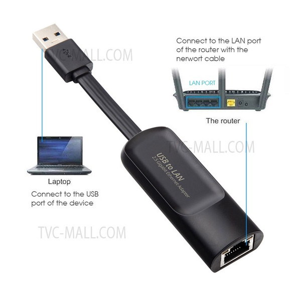 USB 3.0 to RJ45 External Network Card Converter 2.5Gbps Ethernet Lan Adapter