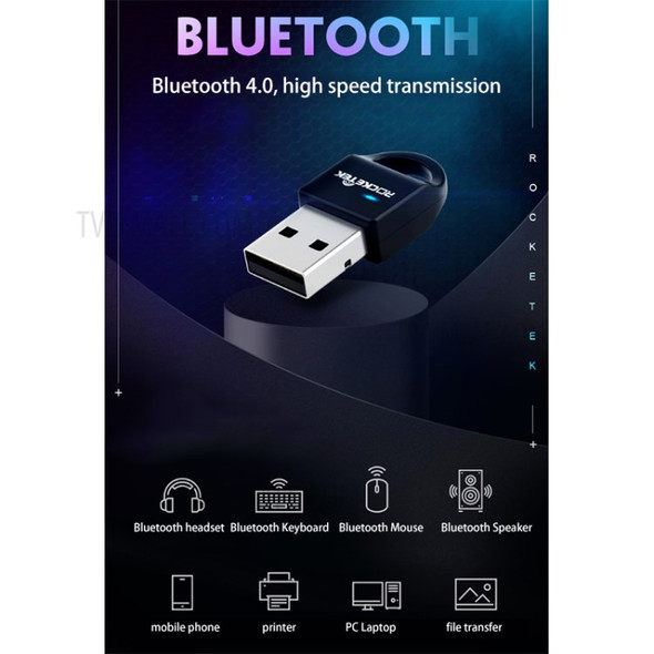 ROCKETEK BT4B CSR 4.0 A2DP Bluetooth Adapter Receiver Transmitter PC USB Dongle for Speaker/Keyboard/Headset