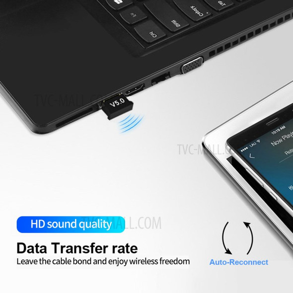 USB Bluetooth 5.0 Adapter External Mini Bluetooth Audio Receiver for Laptops