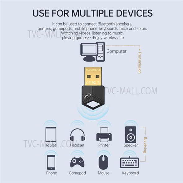 MSD-M25 USB Bluetooth 5.0 Transmitter Receiver Computer Wireless Music Audio Adapter
