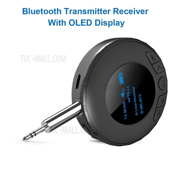 B3 Bluetooth Receiver Transmitter OLED Display Hands-free Call Adapter 2 in 1 AUX Wireless Audio Music Dongle