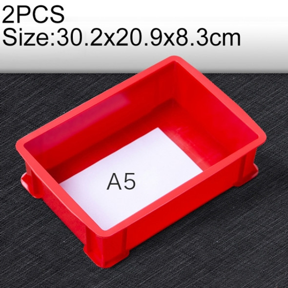 2 PCS Thick Multi-function Material Box Brand New Flat Plastic Parts Box Tool Box, Size: 30.2cm x 20.9cm x 8.3cm(Red)