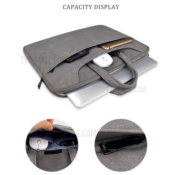 ST06SDJ Notebook Liner Bag Waterproof Leather Laptop Handbag with Shoulder Strap for MacBook Pro 16 Inch / 14.1-15.4 Inch Notebook - Dark Grey