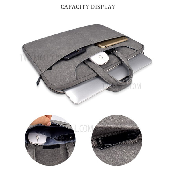 ST06SDJ Waterproof Leather Laptop Handbag Notebook Liner Bag with Shoulder Strap for 13.3 Inch Notebook - Dark Grey