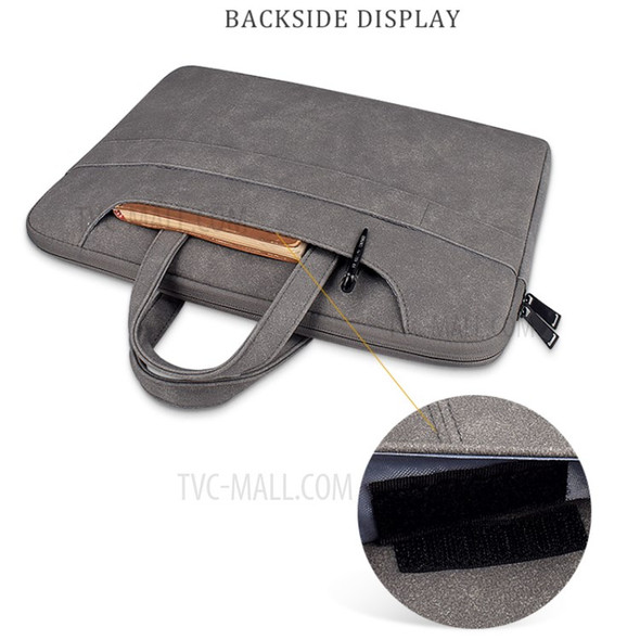 ST06SDJ Waterproof Leather Laptop Handbag Notebook Liner Bag with Shoulder Strap for 13.3 Inch Notebook - Dark Grey