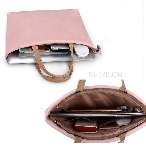 ST05SDZ 13.3 Inch Notebook Shoulder Bag PU Leather Waterproof Laptop Handbag - Light Pink