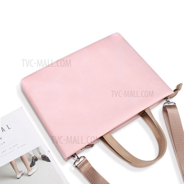 ST05SDZ 13.3 Inch Notebook Shoulder Bag PU Leather Waterproof Laptop Handbag - Light Pink