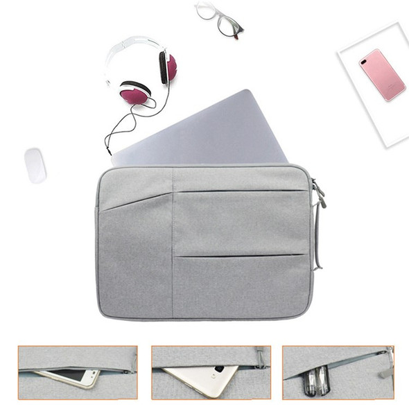 YOLINO QY-C009 Anti-Drop Carry Case with 3 Outer Pouch/Handle Wear-Resistant Sleeve Bag for 11.6-inch Laptops Portable Storage Bag - Grey