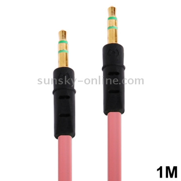 Noodle Style 3.5mm Jack Earphone Cable for iPhone 5 / iPhone 4 & 4S / 3GS / 3G / iPad 4 / iPad mini / mini 2 Retina / New iPad / iPad 2 / iTouch / MP3, Length: 1m(Pink)