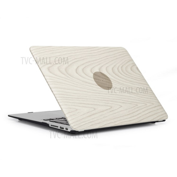 Wood Texture PU Leather Coated Plastic Protective Case for Macbook Air 13.3 Inch - White