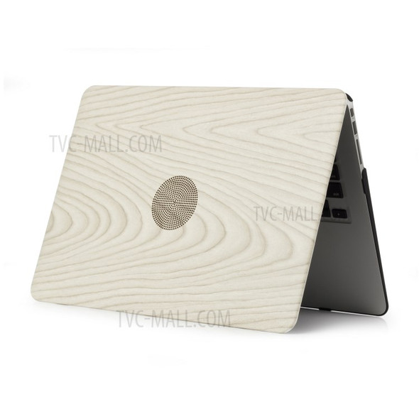 Wood Texture PU Leather Coated Plastic Protective Case for Macbook Air 13.3 Inch - White