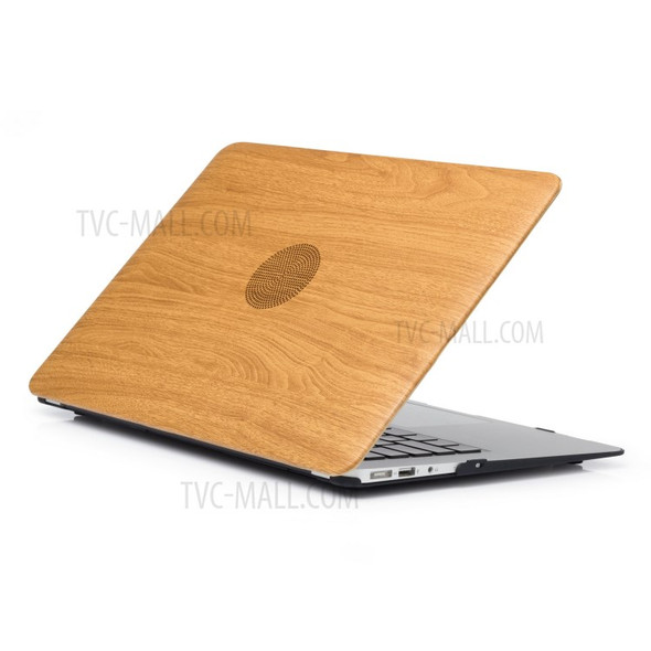 Wood Texture PU Leather Coated Plastic Protection Case for Macbook Pro 13.3 Inch - Brown