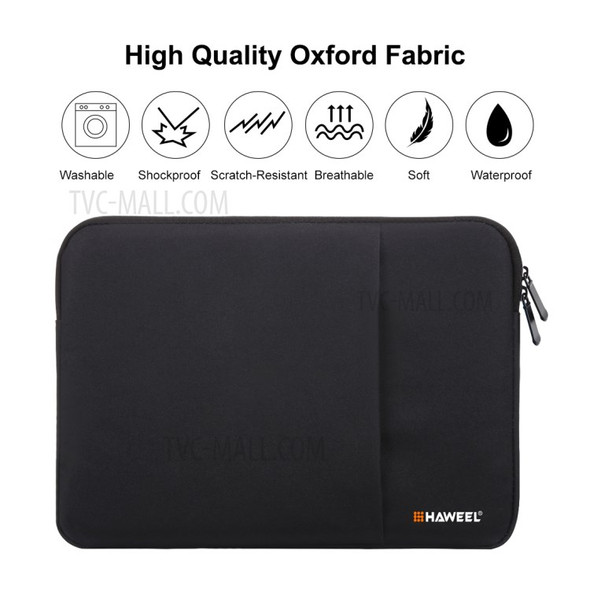 HAWEEL Splash-proof Shockproof Notebook Carrying Bag Oxford Cloth Sleeve Pouch for 13-inch Laptops/Tablets - Black