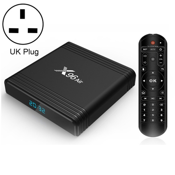 X96 Air 4K Smart TV BOX Android 9.0 Media Player wtih Remote Control, Quad-core Amlogic S905X3, RAM: 4GB, ROM: 32GB, Dual Band WiFi, Bluetooth, UK Plug