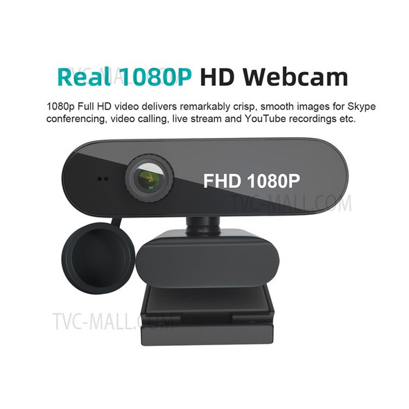 H803 FHD 1080P Mini Webcam USB Computer Monitor Camera with Privacy Cover for Live-streaming/Online Teaching/Video Conference