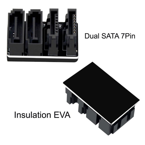 SA-041 360 Degree Angled Dual SATA 7Pin Female to 7Pin Male Adapter Low Profile for Desktops SSD HDD Mainboard Motherboard