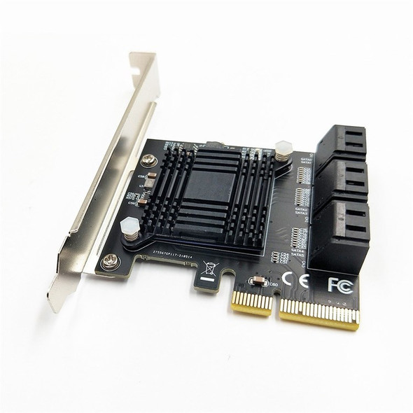 Hard Disk Adapter Card PCI-E 4X to 6 SATA3.0 Expansion Board Hard Disk Expansion Card Adapter Hard Drive Converter with Aluminum Alloy Cooling Fin