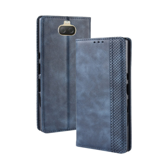 Magnetic Buckle Retro Texture Horizontal Flip Leather Case for Sony Xperia 10 Plus, with Holder & Card Slots & Wallet (Blue)