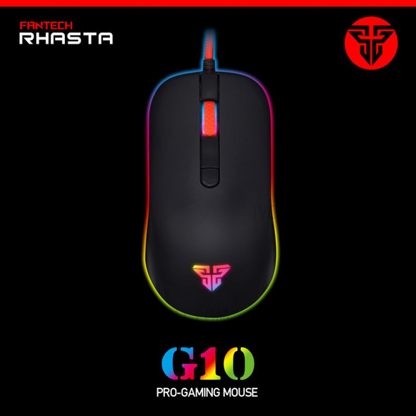 60Pcs FANTECH G10 Ergonomics Wired Gaming Optical Mouse Adjustable 4800 DPI Mice with Colorful Light - Black