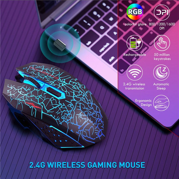 W210 2.4GHz Wireless Bluetooth Silent Mouse RGB Light 6-Button Computer Mice with 1600 DPI for PC Laptop