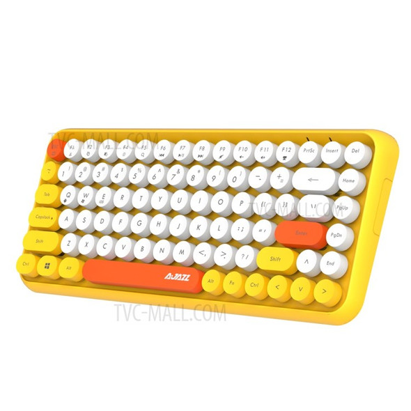 AJAZZ 308I Wireless Bluetooth Keyboard Mini Portable 84-Key Keyboard - Yellow