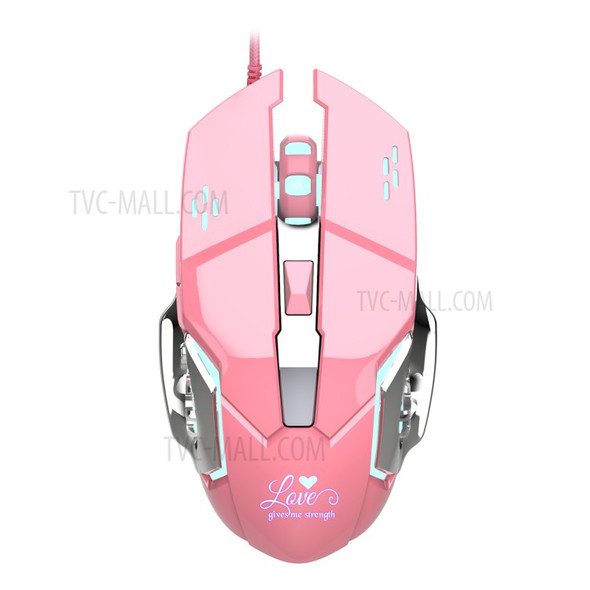 HXSJ Pink Game Playing 3200dpi White Light Mouse
