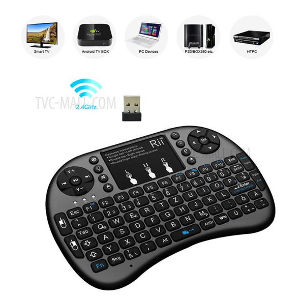 RII I8+ Mini Wireless QWERTY Keyboard Touchpad Mouse Combo with LED Backlit - German Language
