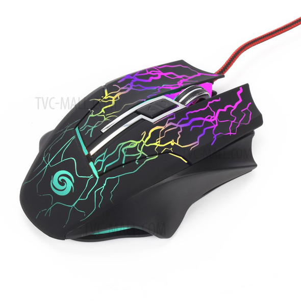 K1022 6-Key RGB Luminous Mouse 2400 DPI Wired Optical Gaming Mice with Colorful Light