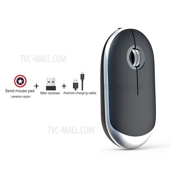 2.4G Wireless Rechargeable Mouse Slim Silent Rechargeable Bluetooth Wireless Mouse - Grey