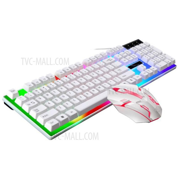 G21B Wired Gaming Keyboard Mouse USB Mechanical Backlight Keyboard Mouse Set (Chinese Packaging) - White