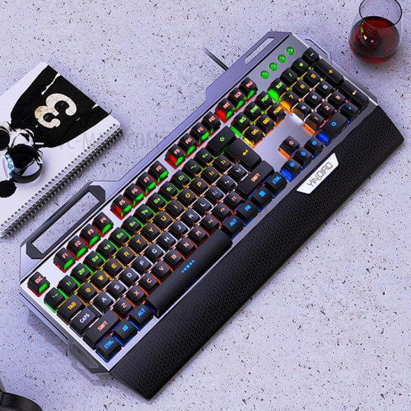 K100 Mechanical Gaming Keyboard Rainbow Backlight USB Wired Computer Keyboard - Black/Cyan