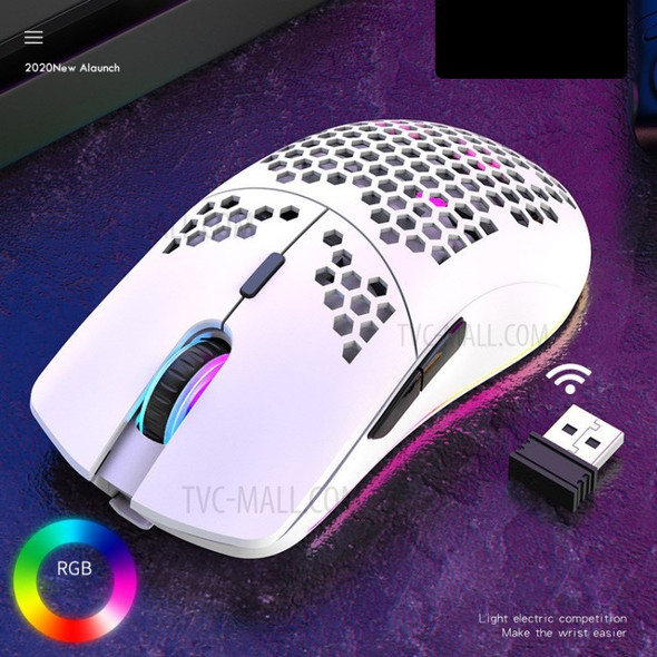 XYH80 RGB Lighting Gaming Mouse 3200dpi Wireless Computer Mice for PC Laptop - White