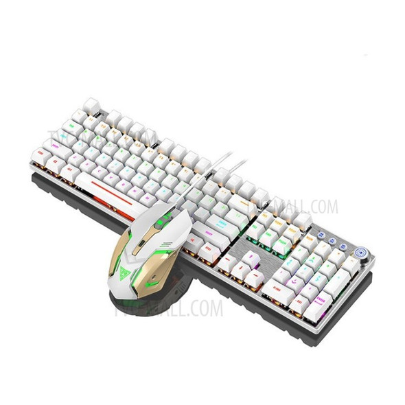 V6 Gaming Keyboard 104-Key USB Wired Backlit Computer Keyboard - White