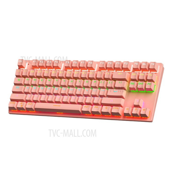 K300 RGB Backlit Gaming Keyboard 87-Key USB Wired Computer Keyboard for PC Gamer - Pink