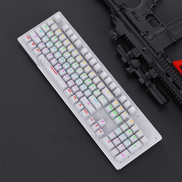 BAJEAl K600 Colorful Backlight Wired Gaming Keyboard 5W Wireless Phone Charger with 104 Keys - White