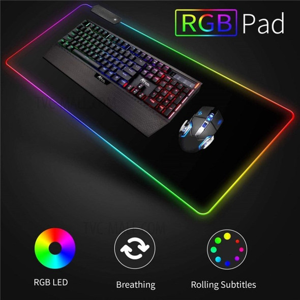 AS-03 RGB LED Colorful Light Cool Gaming Keyboard Mouse Pad - Black