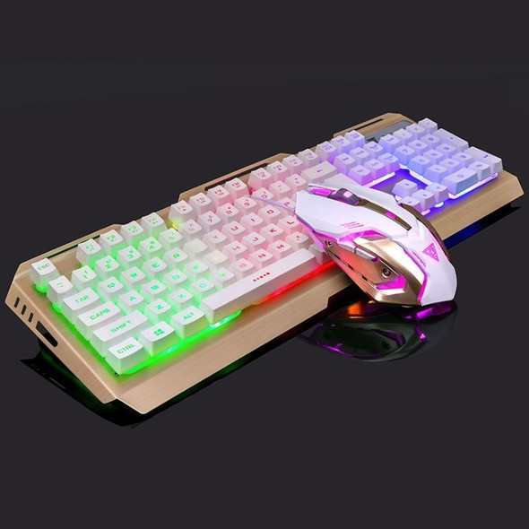 GAMEDIAS V1 RGB Backlit Wired Gaming Keyboard Computer Keyboard Mice with Multimedia Keys - Luxury Gold with 3 Color