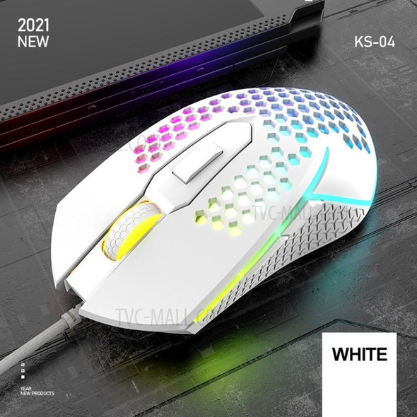 K-SNAKE X8 RGB Wired Gaming Mouse Backlit Mechanical PC Mice - White