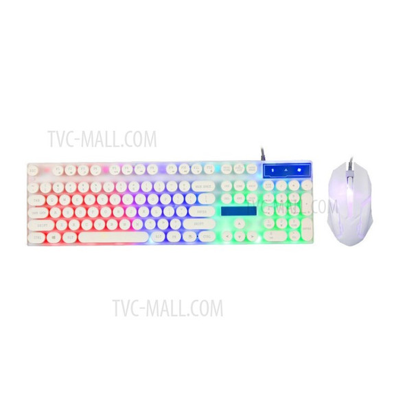 LIMEID Retro Style Back Light Computer Wired Gaming Keyboard and Mouse Set - White