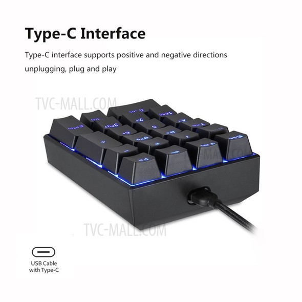 MOTOSPEED K23 Motospeed Back Light Wired USB Mechanical Keyboard with 21 Keys - Blue