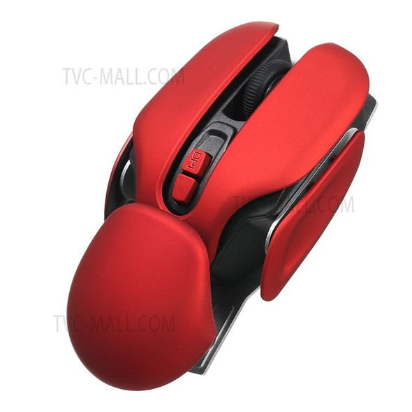 2.4G Wireless Mouse USB Rechargeable Ergonomic PC Laptop Mouse 10m Transmission Distance 3-level Adjustable DPI - Red