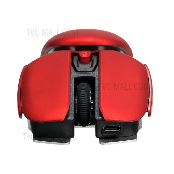 2.4G Wireless Mouse USB Rechargeable Ergonomic PC Laptop Mouse 10m Transmission Distance 3-level Adjustable DPI - Red