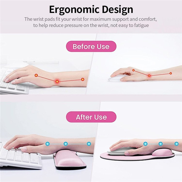 Ergonomic Memory Foam Keyboard Wrist Rest Mouse Pad Set Anti-slip Rubber Base Wrist Pad - Rose