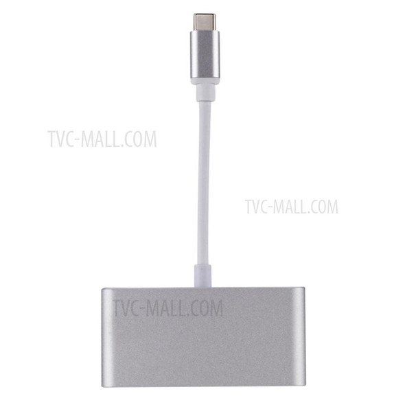 USB-C Hub Type-C to USB 3.0 + USB 2.0 x 2 + PD Fast Charging Port Adaper - Silver